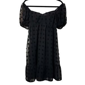 Belongsci Dotted Sweetheart Neckline Mini Dress Black Size Small